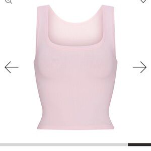 SKIMS Light Pink Ribbed Square-Neck Tank